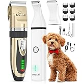 oneisall Dog Clippers and Paw Trimmer Kit for Small Large Dogs Cats | Low Noise, Powerful Motor, Cordless &amp; Long Battery Life, Simple for Beginners, 6 Guide Combs, Removable &amp; Rinsable Blade