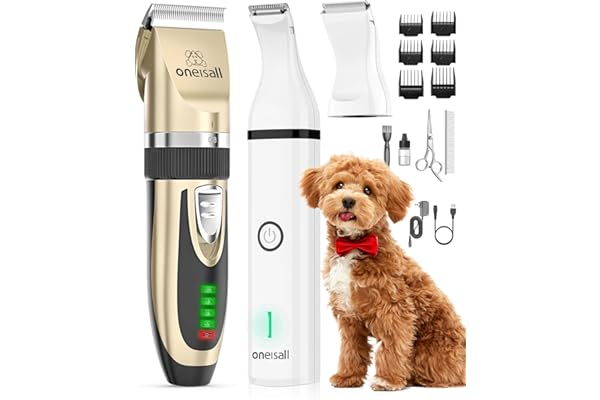 oneisall Dog Clippers and Paw Trimmer Kit for Small Large Dogs Cats | Low Noise, Powerful Motor, Cordless & Long Battery Life