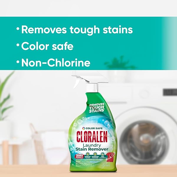 CLORALEN COLOR SAFE LAUNDRY STAIN REMOVER SPRAY – 22 FL OZ – NON-CHLORINE, VINEGAR & HYDROGEN PEROXIDE FORMULA – SPOT TREATMENT FOR COLOR & WHITE FABRICS