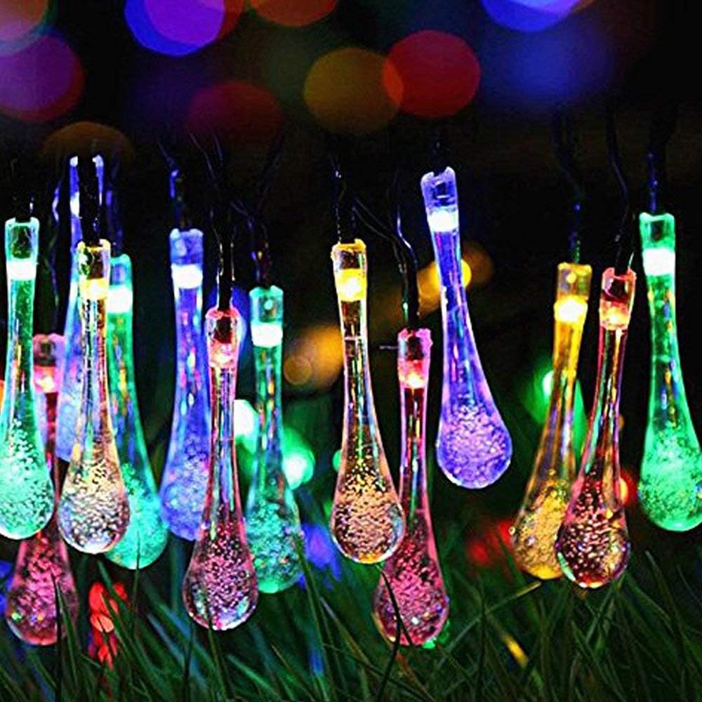KEEDA 20LED Solar String Lights Waterdrop Fairy Decorative Lights for Outdoor Garden Patio Fence Yard Party Christmas (Multicolor) - Image 5