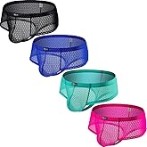 iKingsky Men's Cheeky Boxer Briefs See Through T-Back Mens Underwear Lace Mini Cheek Thong Under Panties for Men