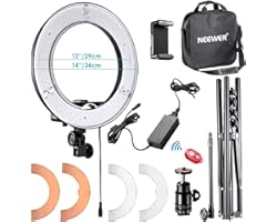 Neewer RL-12 LED Ring Light 14" outer/12 on Center with Light Stand, Soft Tube, Filter, Carrying Bag for Makeup, YouTube,TikT
