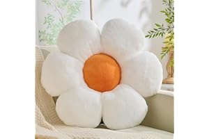 CANGHI Flower Pillows Flower Shaped Throw Pillow Cute Daisy Flower Pillows Flower Seating Cushions for Adults Kids Home Bedroom Sofa Chair Couch Decor (White, 15.74 inch)