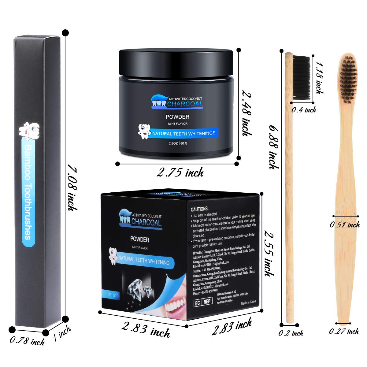 Polvo de Dientes, Polvo de Blanqueamiento de Carbón Activado Natural, Teeth Whitening Powder,refresca la respiración y mejora la salud oral Para Blanquear Dientes Sensibles Rápida, Eficazmente