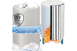 Angooni Insulated Well Pressure Tank Cover Aluminum Foil (5℉) - 28"W x 44"H Industrial 600D Outdoor Well Water Tank Insulation Blanket, Anti-UV Winter-Freeze Water Well Pump Cover, Gray