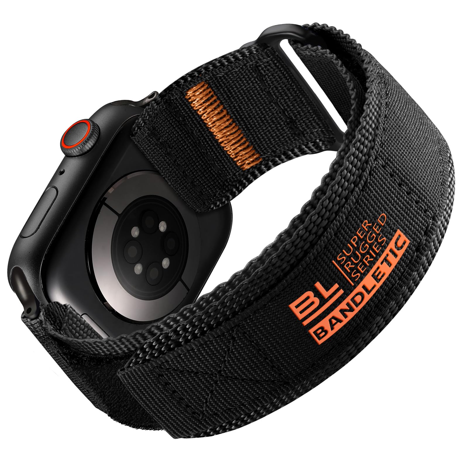 Photo 1 of Bandletic Rugged Nylon Band Compatible with Apple Watch Bands for Men 46mm 45mm 44mm 49mm 42mm, Soft Tactical Adjustable Sports Woven Loop Strap for iWatch Ultra Series 10 9 8 7 SE 2 6 5 4 3 1, Black