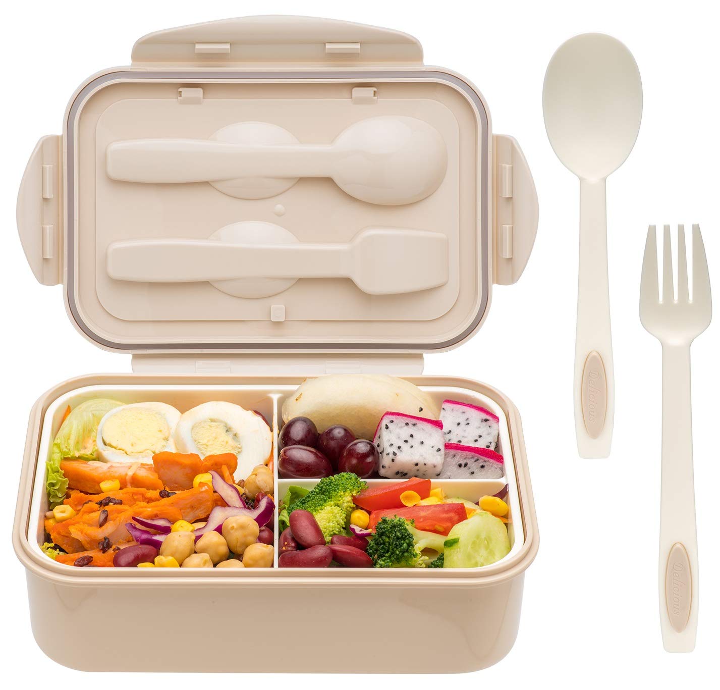 Photo 1 of LOVINA Bento Box for Adults and Kids - 1400ML Portable, Lightweight, Easy to Carry Meal Holder with Spoon & Fork, Durable, Leak-Proof, BPA-Free and Food-Safe Materials