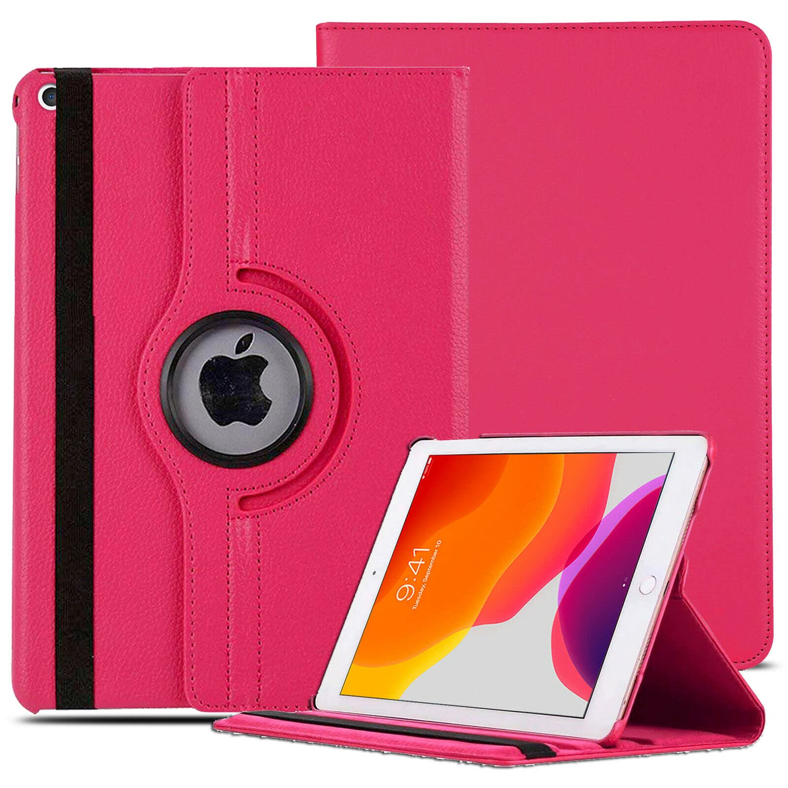 PU Leather Rotate Stand Case for iPad 9.7 inch 5th/6th Generation 2017/18 and For iPad Air 1st Generation and iPad Air 2 2013/14 (Pink)