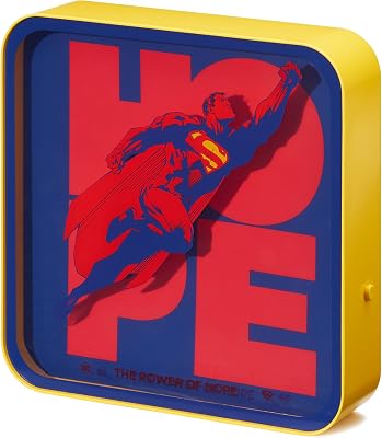 Candeeiro Oficial Superman 2025 de Secretária e Parede com logótipo acrílico – Luz Ambiente para Quarto, Escritório, Casa, Escritório – Merchandising Oficial da DC Comics