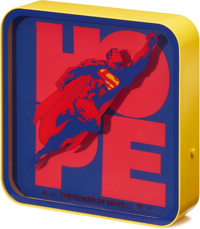 Candeeiro Oficial Superman 2025 de Secretária e Parede com logótipo acrílico – Luz Ambiente para Quarto, Escritório, Casa, Escritório – Merchandising Oficial da DC Comics