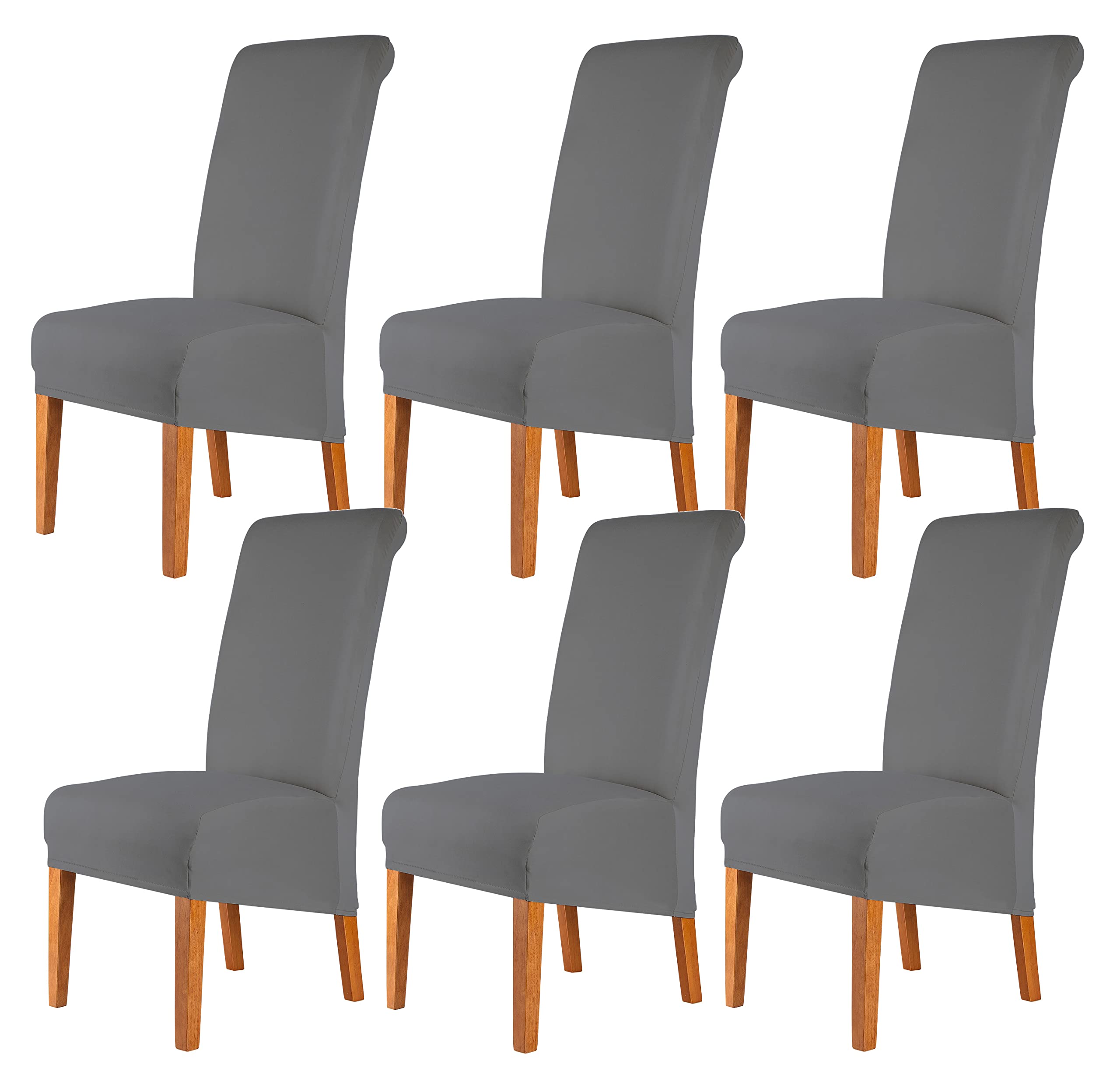 CMAKER High Back Chair Covers Stretch Spandex Fabric Chair Slipcover Seat Cover for Home Washable Removable Parsons Chair Protector Dining Room Kitchen Hotel,Set of 6,Gray — image 1