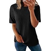 Dokotoo Women's Shorts Sleeve Crew Neck Tops 2026 Casual Lightweight Shirts Knit Tunic Basic T-Shirt for Summer Spring