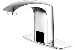 Lychee Light Touchless Bathroom Sink Faucet Automatic Sensor, Brass, Motion Bathroom Fixture Vanity Water Tap, with Temperature Control Mixer,3/8" 1/2" Adapter, 3 Hoses, Fashion, Chrome Plating