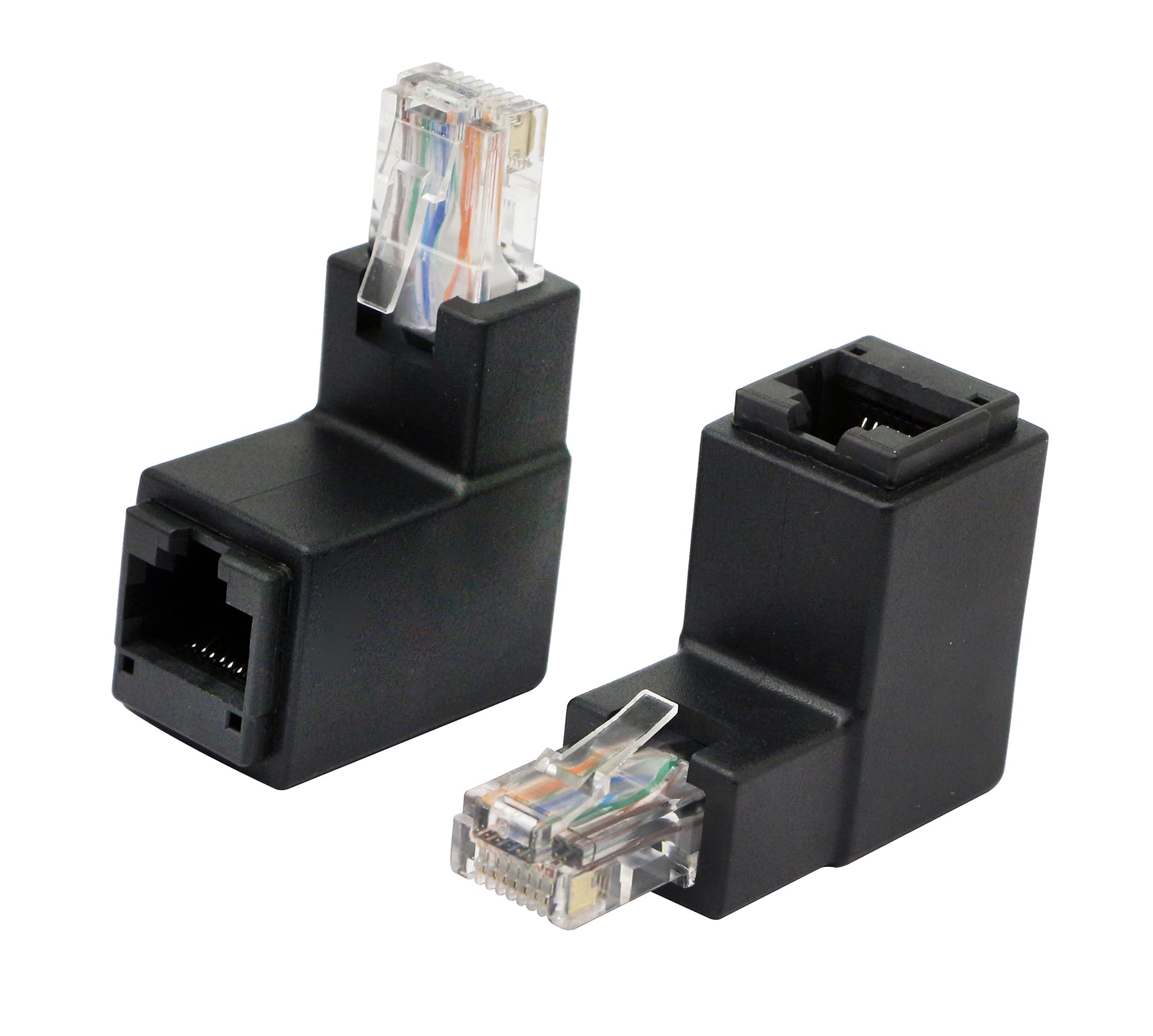 CERRXIAN RJ45 Ethernet Adapter, CAT6 Ethernet Male to Female Right Angle Adapter, Used to Protect the Device's Native Jack (90 Degree)