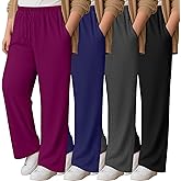 Oakgarden 4 Pack Women's Plus Size Lounge Pants with Pockets, Wide Leg Yoga Loose Drawstring Pants Casual Sweatpants Jogger