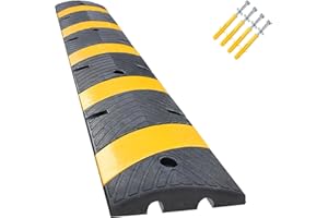 OranLite 6' Ft 72" Inch Heavy Rubber Speed Bump Hump, 1-Piece Integrated Cable Cover Ramp, Installation Parts Included, Road Safety Bumps for Garage Parking Lot, Speed Control (72" Speed Bump x 1Pc)