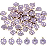 PATIKIL Letter Charm, 60Pcs Double Sided Alphabet Initial Charm Pendants Beads Enamel Charm for Bracelet Necklace Earring DIY Jewelry Making, Purple