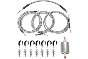 BENXUTO 819-840 Fuel Lines Compatible with Chevy Silverado GMC Sierra 1500 2500 2500 HD 3500 1999 2000 2001 2002 2003 Flexible Stainless Steel Braided Fuel Line PTFE tubing Replace 15043857 15765803