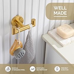 Angle Simple Towel Double Hook Brushed Gold 2