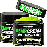 Odeseana (2 Pack) Natural Hemp Cream - Maximum Strength Skin Care Gel - Cream with Hemp Oil, Arnica, MSM, Glucosamine, MSM, Aloe, Turmeric, Boswellia - Fast Absorption, Non-Greasy - 4 oz Total