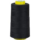 3000 Yards Black Serger Thread, 40s/2 (Tex27) All Purpose Thread Cones Spools for Serging, Overlock, Sewing Machine, Quilting, Piecing, Hand Embroidery, Piecing, Clothes, High Tensile Polyester