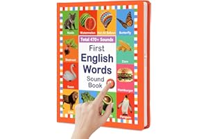 GENCOKOK First English Words Sound Book, 470+Words Interactive Audio Sound Books, Autism Sensory Musical Toy, Montessori Early Educational Busy Book Gifts for Toddlers Kids Age 3+（Not Including 3 AAA）