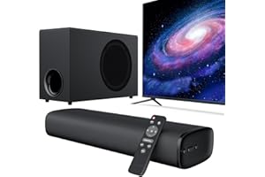 vibeadio Sound Bar for Smart TV with Subwoofer, Bluetooth Sound Bar for Smart TV, Mini Soundbar with ARC/Optical/AUX/Bluetooth Connect, Surround Sound System for TV/PC/Gaming/Projectors