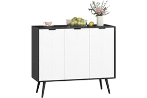 HOMCOM Modern Sideboard Buffet Cabinet, 36" Kitchen Storage Cabinet with 3 Doors and 2 Adjustable Shelves, Coffee Bar Station