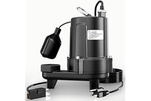 LANCHEZ 1.5 HP Cast Iron Submersible Sewage Pump, 4300 GPH, 53ft Head, Automatic Float Switch, for Sump Basin, Basement, Resi