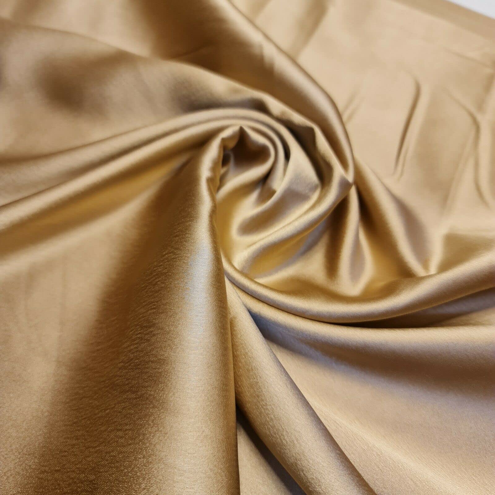 Glossy Charmeuse Silk Satin Bridal Dress Polyester Lining Craft Fabric 44" Meter (5 Meter, Gold)