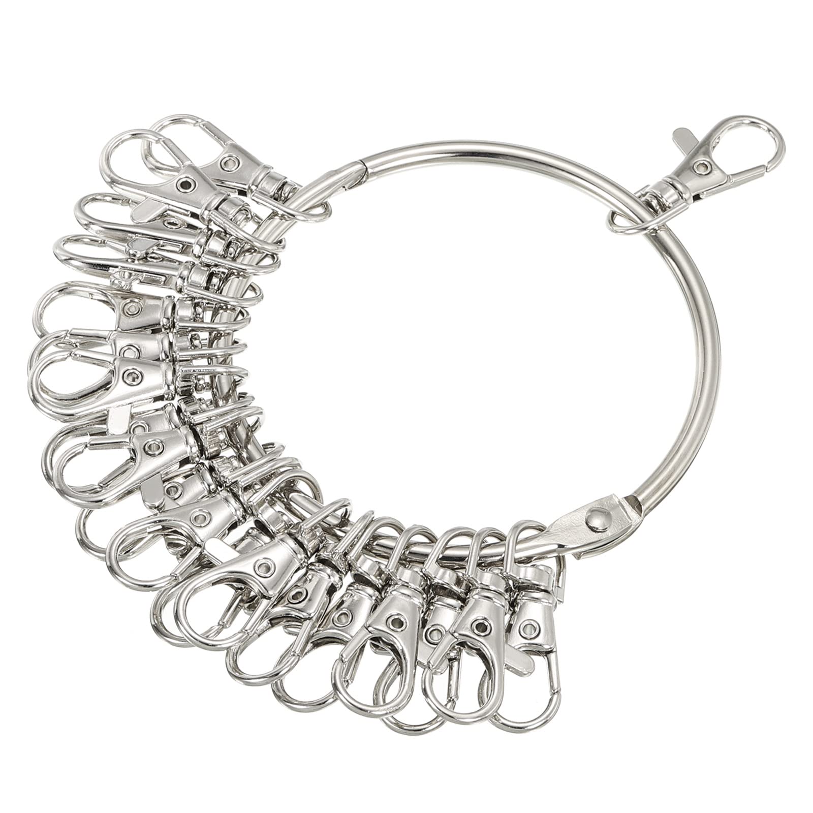PATIKIL 3.4 Inch Dia Key Organizer Keychain, 1pcs Key Management Holder with 20 Buckle Ring for Office, Silver