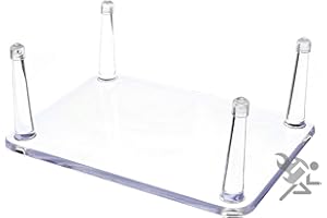 New Clear 6.25" Large 4 Four-Peg Acrylic Display Stand Holder with Vinyl Anti-Scratch Cap Guards for Fossils, Minerals, Rocks