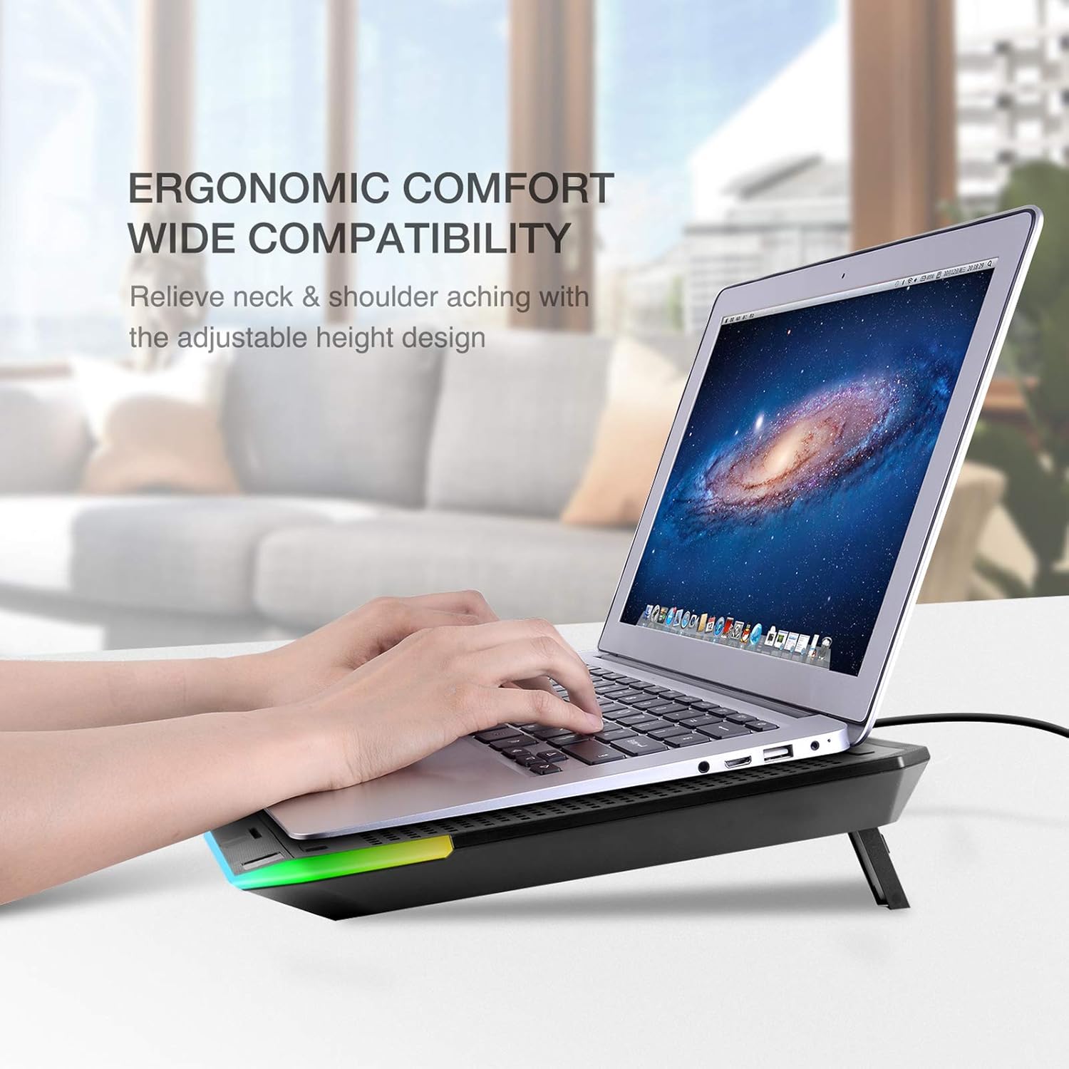 havit RGB Laptop Cooling Pad for 15.6-17 Inch Laptop with 3 Quiet Fans and Touch Control, Pure Metal Panel Portable Cooler (Black+Blue): Computers & Accessories