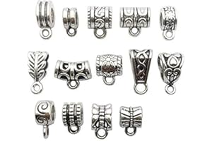 ILOVEDIYBEADS 100g (About 125pcs) Mixed Tibetan Tube, Spacer Bail Bead Hanger Fit Charm European Bracelet Pendant (Antique Silver), 125