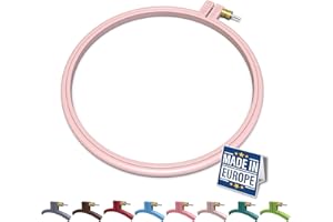 Maker Susan Plastic Embroidery Hoop, Hello Series Cross Stitch Hoops for Beginners, Punch Needle Hoop, Embroidery Frames for Sewing, Needlework, Embroidery Projects (Soft Pink, Medium 7.5" (19 cm))
