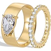 Pear Shaped Engagement Ring Gold Plated Eternity Wedding Band Ring Size 4-9