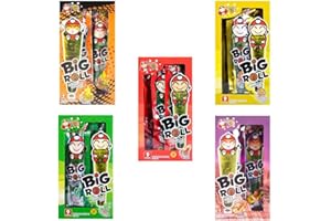 TAO KAE NOI Big Roll Crispy Grilled Seaweed Variety Pack (Spicy, Classic, Tom Yum, BBQ, Squid) - 5 Boxes