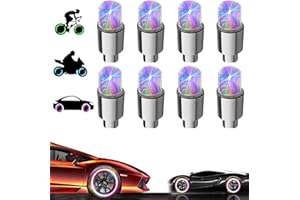 YUERWOVER 8 Pack LED Valve Stem Caps Lights for Car Tires Wheel Assemblies Light up Air Neon Bicycle Motorcycle Tyre Valve Lights Bike Truck Golf Cart for Kids Men Women(Colorful)