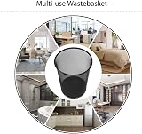 DIVCHI Round Trash Can Bin 1 Pack Black Non-Slip Mesh Metal Waste Paper Bin view 2