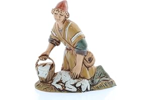 Moranduzzo Kneeling with Sheep for Nativity Scene of 4 Inch Scale 1:20 - Unbreakable Nativity Figures - Arabic Style, Hand-Finished Painting, Official Product, Made in Italy, Sculptor M. Landi