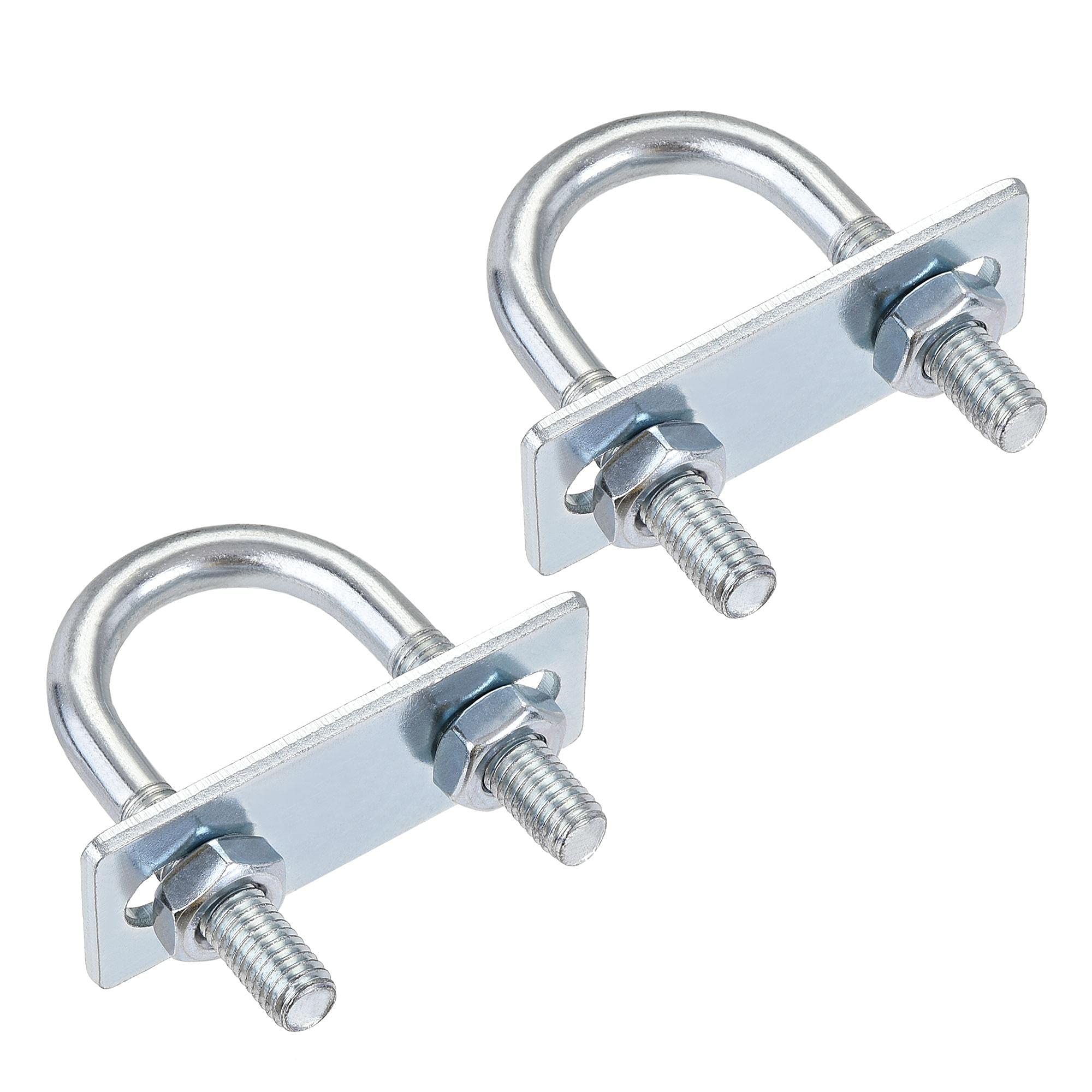 sourcing map Round U-Bolts 2 Sets 1.06"(27mm) Inner Width 59mm Length Steel M8 with Nut, Plate