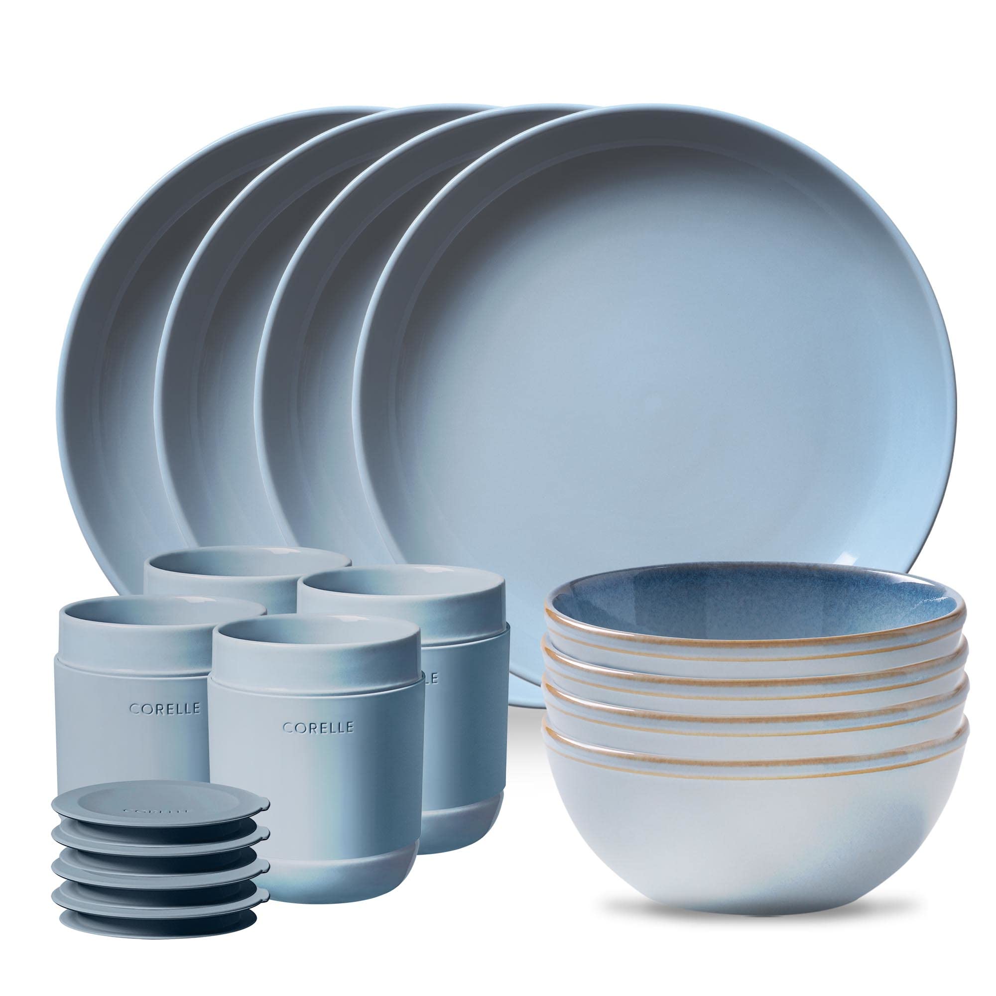 Corelle Stoneware Dinnerware Set, Handmade Reactive