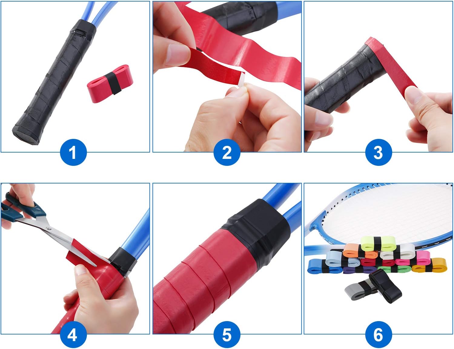 12 Pieces Tennis Badminton Racket Overgrips for Anti-Slip and Absorbent Grip (Multicolored) : Sports & Outdoors