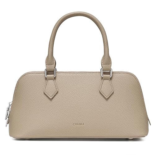 CHUNLI Women's Top Handle Crossbody Bag, Pu Leather Purse with Detachable Strap, Small Satchel Bags for Women, Taupe