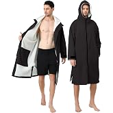 Swim Parka Women Men Sherpa-Lined Windproof Unisex Dry Coat for Adult Robe | Waterproof Fleece Lined Swimmer Jacket,Oversized Swimming Warm Changing Robe,Fits heights 5'-6'5'',Quick-dry,Zip Pockets