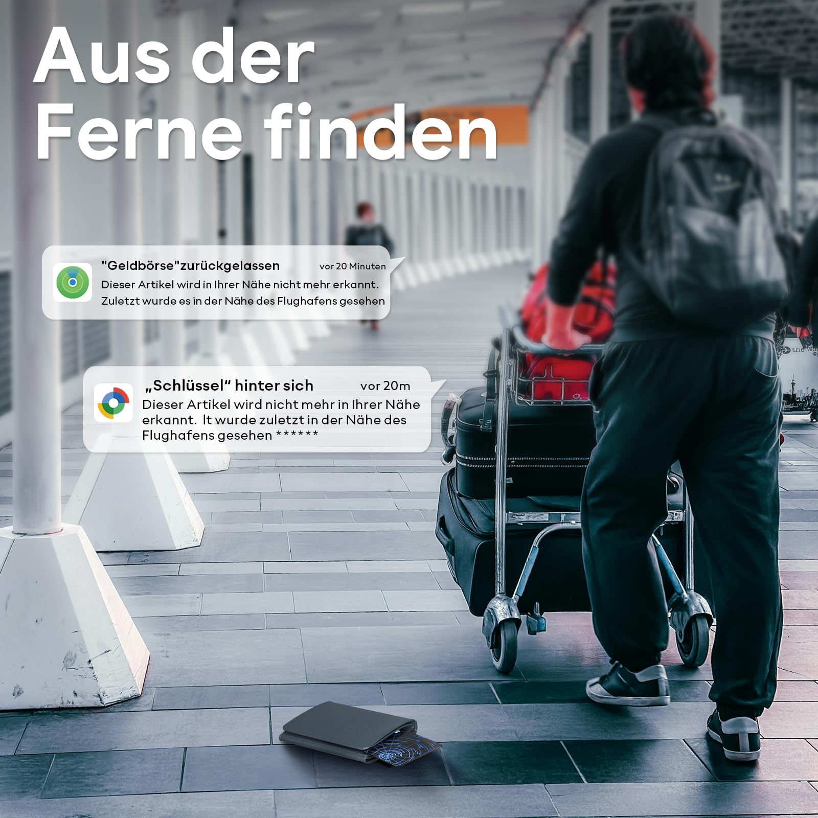 ATUVOS Neu Dual-System Air Tag Karte Pro für Android & iOS, Wiederaufladbarer Wallet Tracker Card Kompatibel mit Google Mein Gerät Finden or Apple Wo ist? App, Gegenstände-Finder, Thin 1.6mm 2er Pack 9