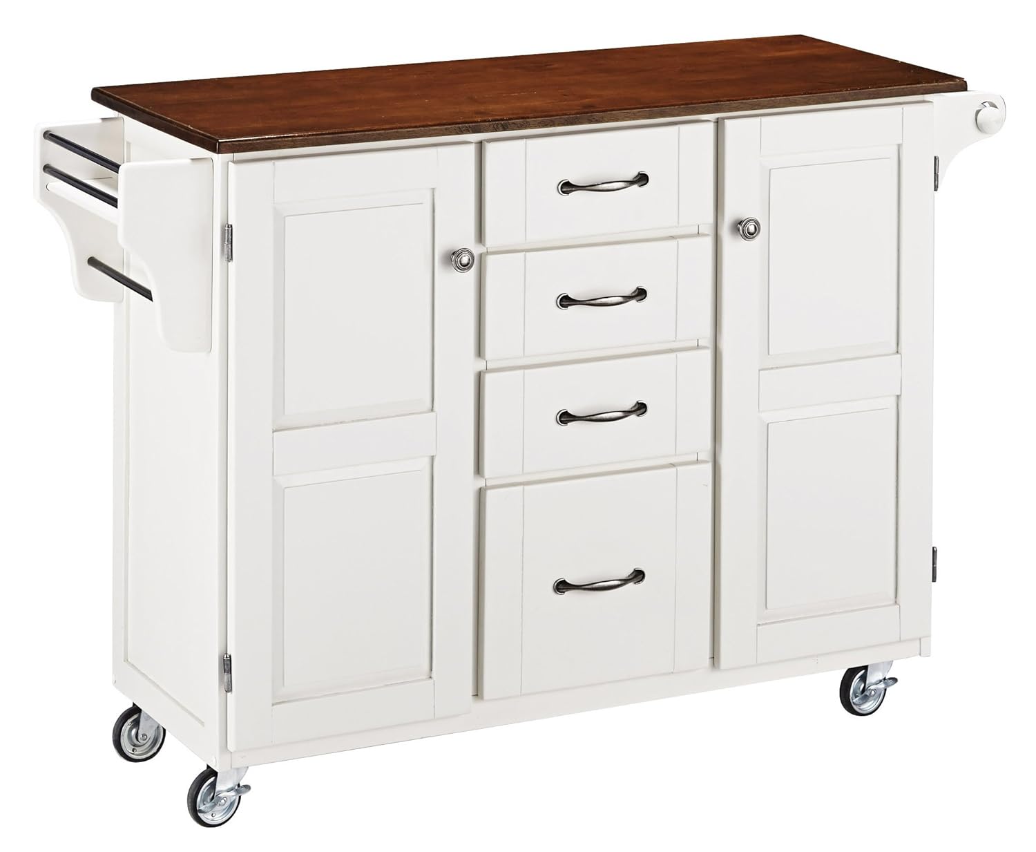 CreateaCart Black 2 Door Kitchen Cart with Oak Top by Home