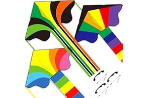 Flying Hoofer Rainbow Delta Kites(3 Pack), Easy to Fly Kites for Kids Ages 3-5 & 4-8 - Single Line Beach Kite for Toddlers and Beginners.