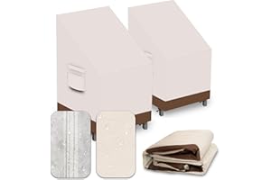 CNCZMH Heavy Duty Patio Chair Covers Waterproof Outdoor, 2 Pack 600D Patio Furniture Covers for Outdoor Rocking Swivel Adirondack Chairs, Lounge Deep Seat 28'' W x 33''D x 28''H/ 40''H Beige Brown