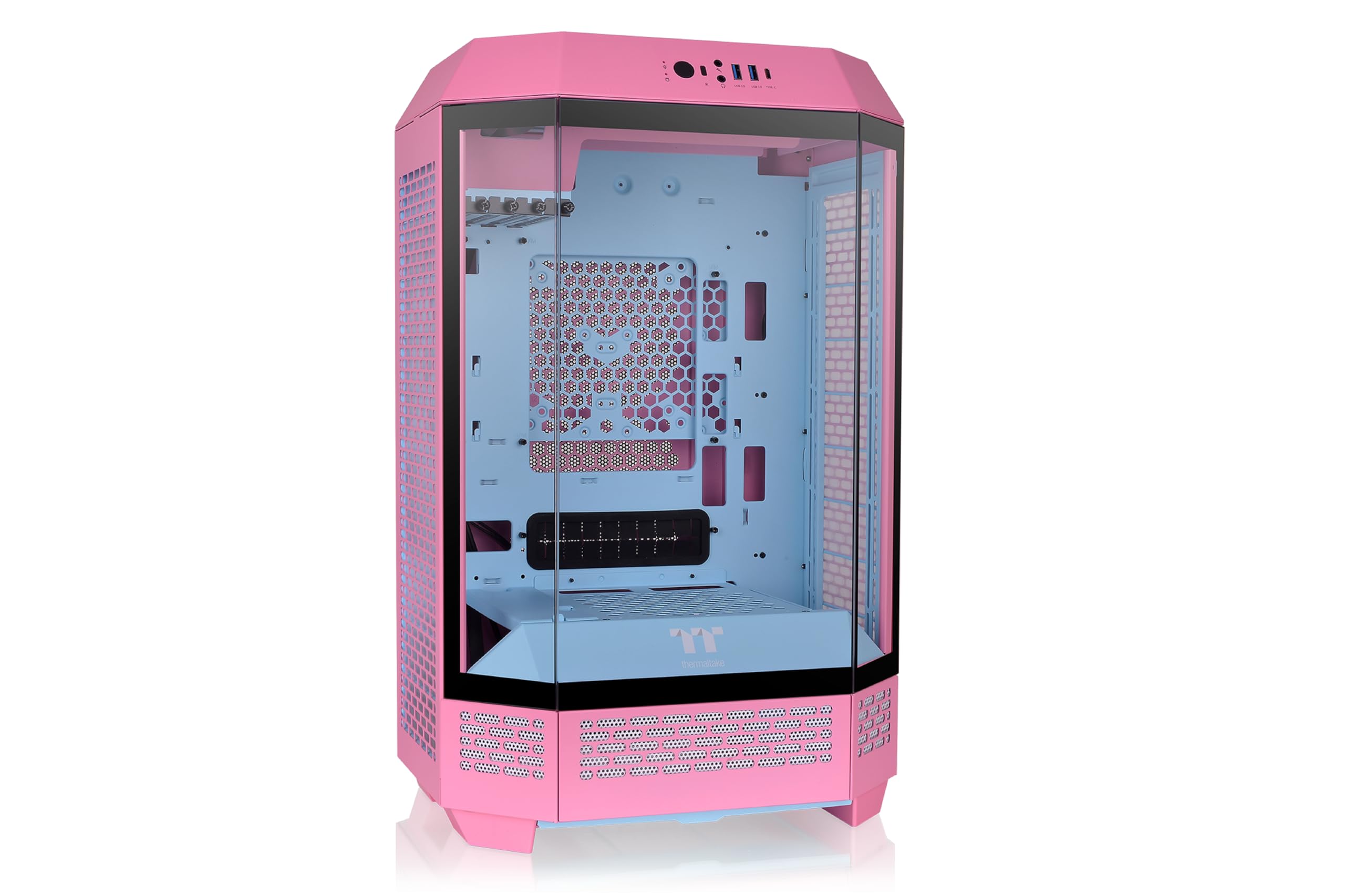 Thermaltake Tower 300 Bubble Pink Micro-ATX Case; 2x140mm CT Fan Included; Support Up to 420mm Radiator; Optional Chassis Stand Kit Allows Horizontal Display; CA-1Y4-00SAWN-00; 3 Year Warranty